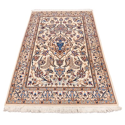 Lot 8 - A fine part silk Nain rug, central Persia
