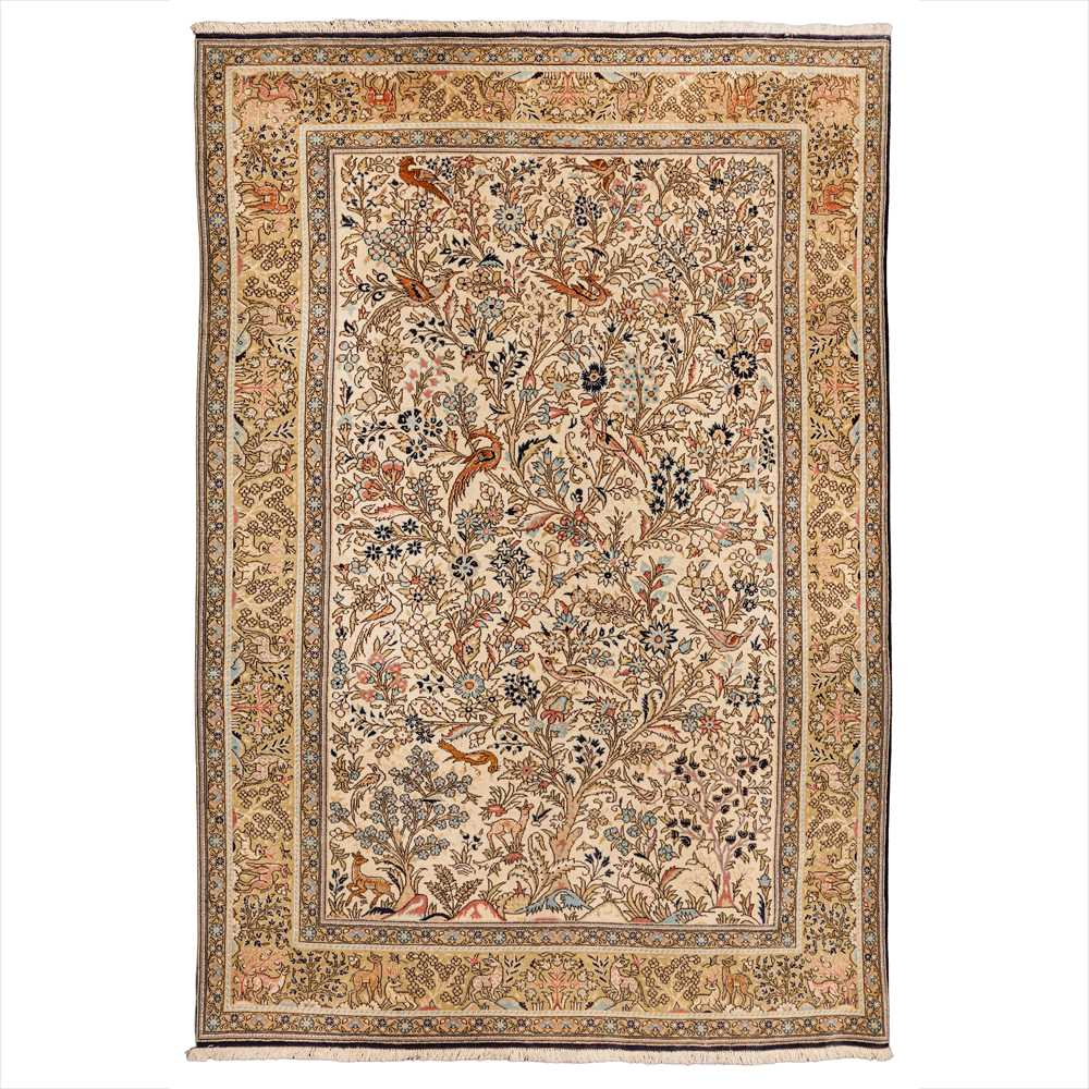 Lot 49 - A fine part silk Qum rug, central Persia