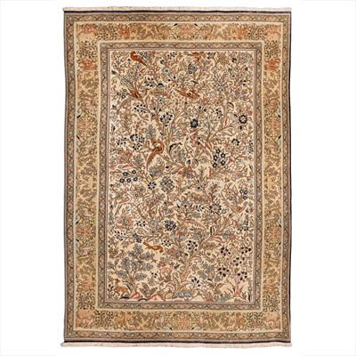 Lot 49 - A fine part silk Qum rug, central Persia