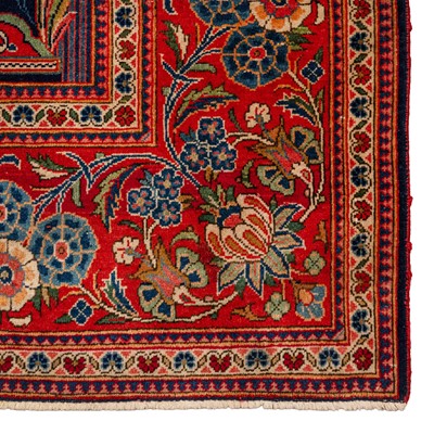 Lot 86 - A fine antique Kashan prayer rug, central Persia