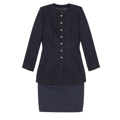 Lot 472 - Yves Saint Laurent Navy Jacket and Dress Set - Size 38