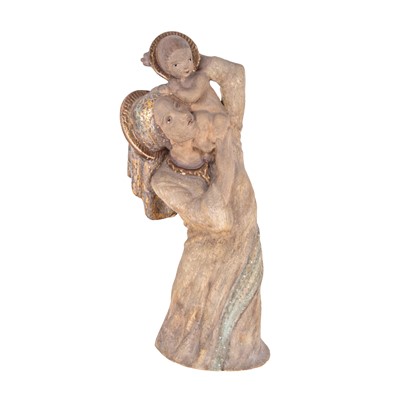 Lot 178 - A Goldscheider pottery figural group Madonna and child