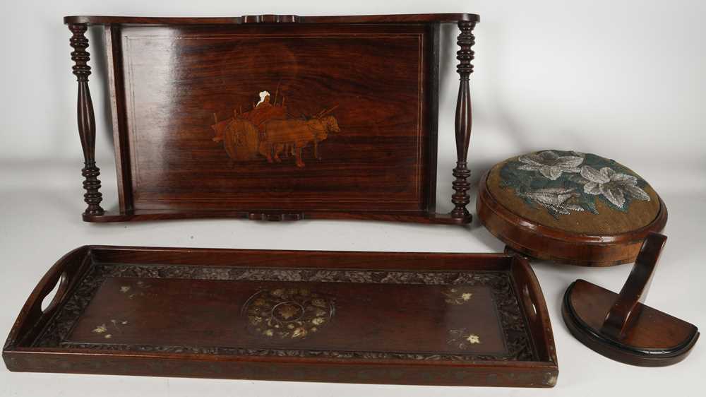 Lot 532 - Two early 20th century, Indian hardwood trays,...