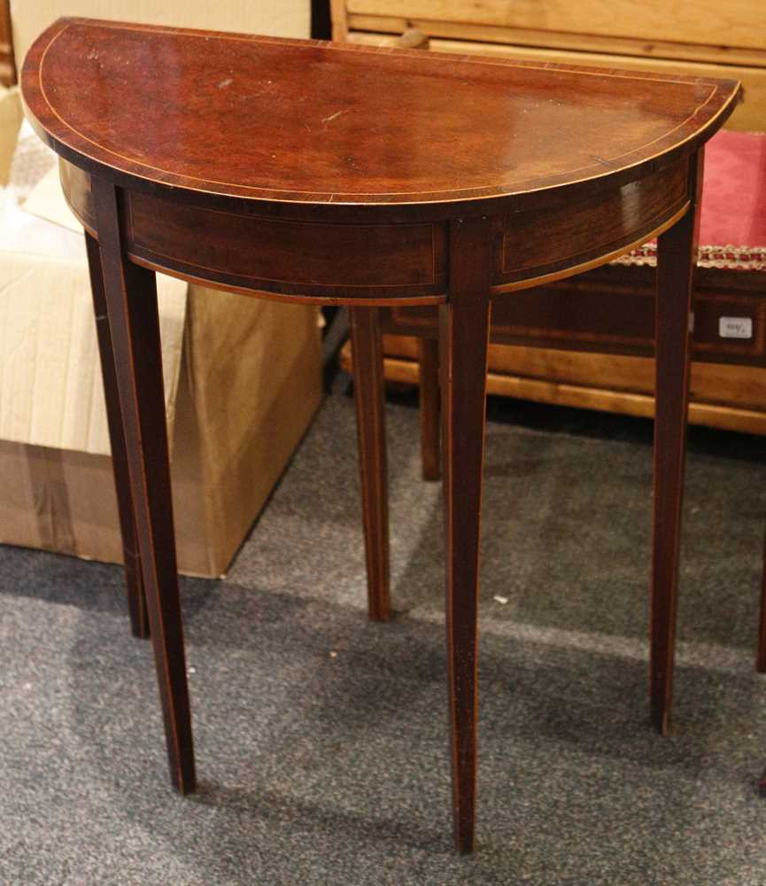 Lot 832 - A Georgian demi lune hall table, flame...