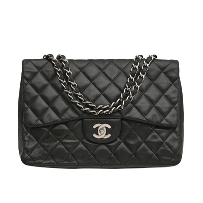 Lot 220 - Chanel Black Classic Jumbo Single Flap Bag