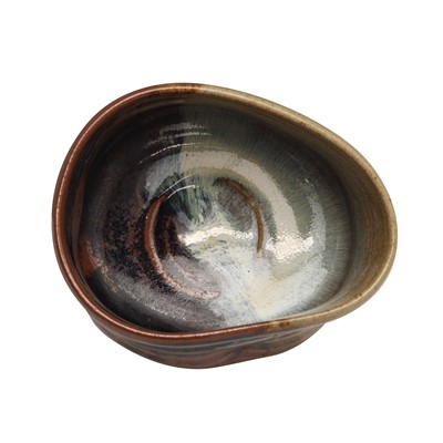 Lot 28 - A Japanese Zezeyaki kutsugata tea bowl (chawan), Showa or later
