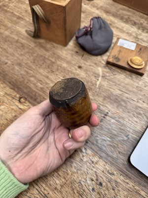 Lot 13 - λ A fine Japanese Seto ware tea caddy (chaire), Muromachi period, 16th-17th century