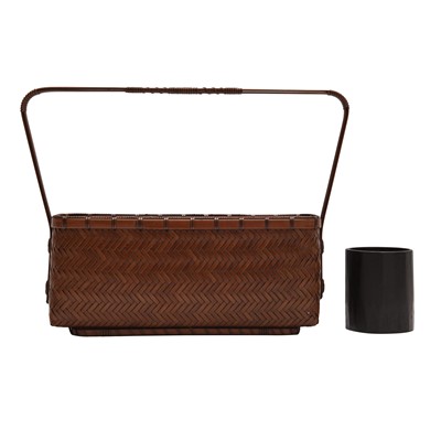 Lot 8 - A Japanese bamboo Ikebana basket, 20th century