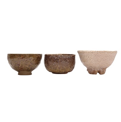 Lot 74 - Three Japanese tea bowls (chawan), 20th - 21st century