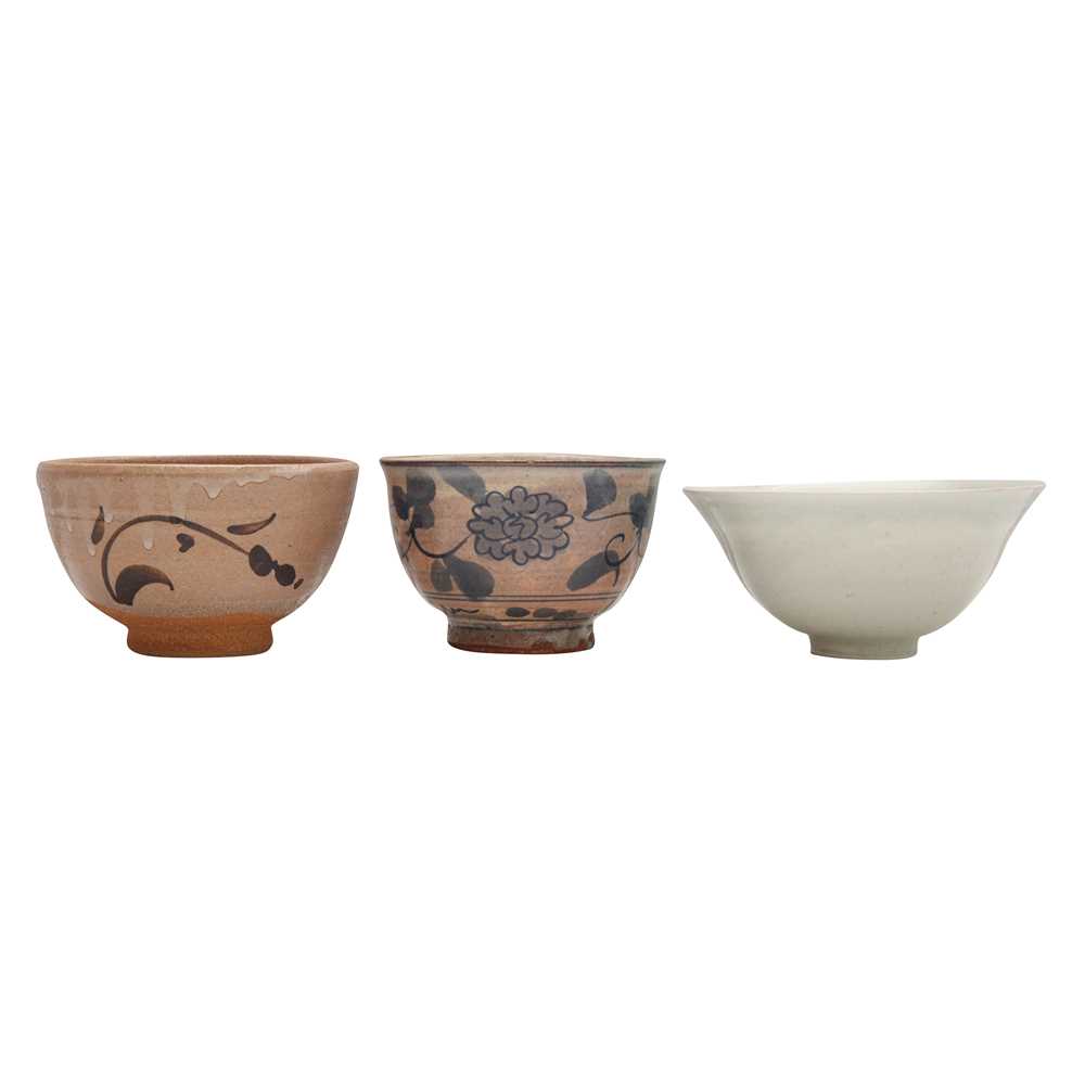 Lot 72 - Three Japanese tea bowls (chawan), Meiji period or later