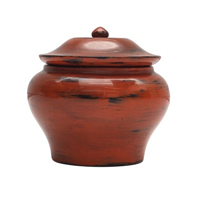 Lot 21 - A Japanese Negoro lacquer tea caddy (chazutsu), Edo period