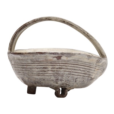 Lot 18 - A Japanese Hagi ware sweets tray (tetsuki kashiki) Edo period