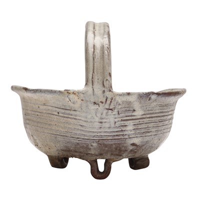 Lot 18 - A Japanese Hagi ware sweets tray (tetsuki kashiki) Edo period