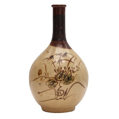 Lot 77 - Three Japanese Karatsu ware sake bottles (tokkuri), Edo - Meiji period