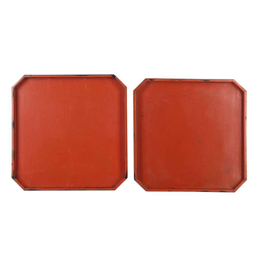 Lot 62 - Two Japanese Negoro lacquer trays, Edo period