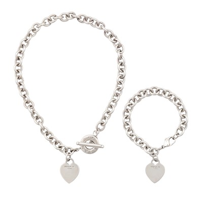 Lot 380 - Tiffany & Co. | A heart bracelet and necklace, circa 1998