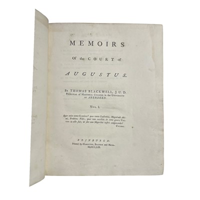 Lot 1 - Blackwell (Thomas) Memoirs of the Court of Augustus, First edition, vol. 1 only