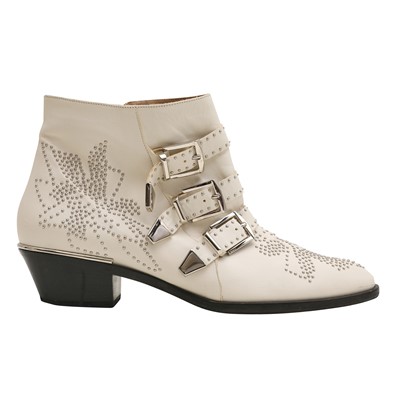 Lot 338 - Chloe Ivory Studded Susanna Ankle Boot - Size 41