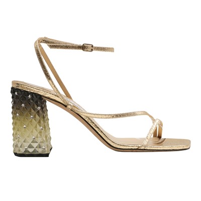 Lot 405 - Jimmy Choo Gold Art 85 Heel Sandal - Size 41