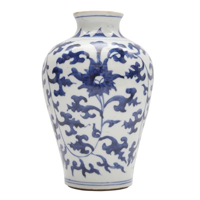 Lot 79 - A Chinese blue and white 'lotus' vase, Qing dynasty, 18th - 19th century