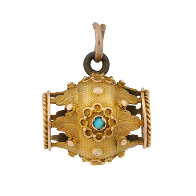 Lot 86 - A turquoise barrel pendant