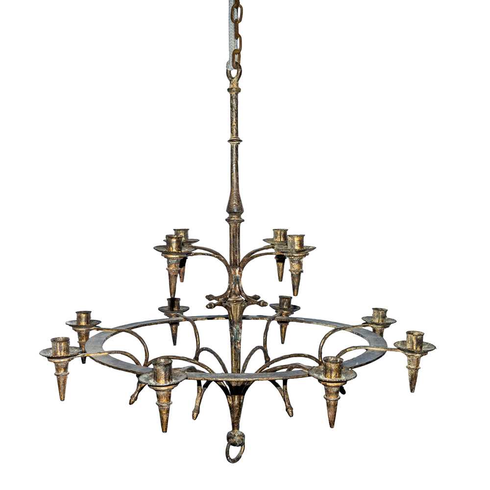 Lot 80 - A Gothic Revival wrought iron chandelier