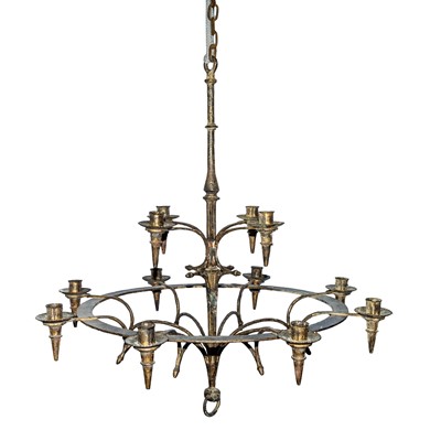 Lot 80 - A Gothic Revival wrought iron chandelier
