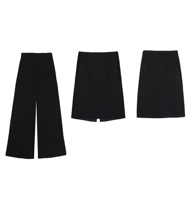 Lot 451 - Prada Black Palazzo Trouser And Two Skirts - Size 42 & 44