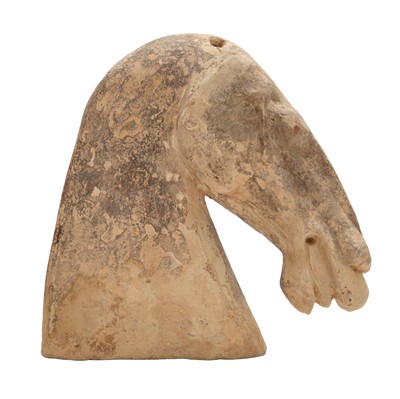 Lot 673 - A Chinese pottery horse head model, Han dynasty