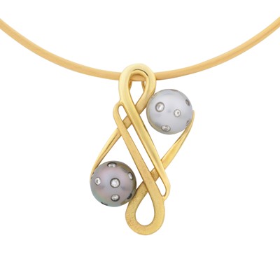 Lot 196 - Lust | A 'Rhapsody' pearl and diamond pendant necklace