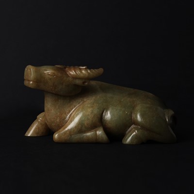 Lot 529 - A Chinese jade figure of a buffalo, 19th century
