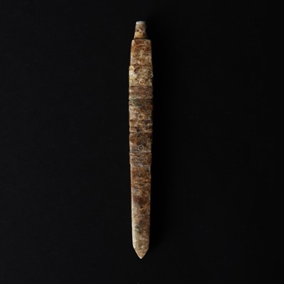 Lot 527 - A Chinese jade awl-shaped pendant amulet, Neolithic period or later