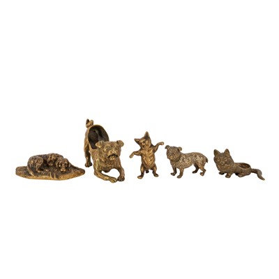 Lot 131 - A group of cast metal Cats and Dogs, late 19th / early 20th century
