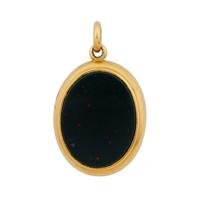 Lot 12 - A bloodstone and carnelian locket pendant