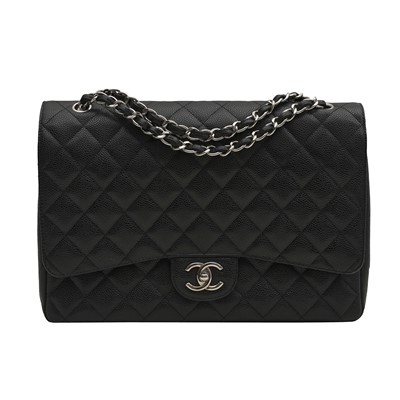 Lot 222 - Chanel Black Jumbo Classic Double Flap Bag