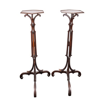 Lot 45 - A pair of Reformed Gothic mahogany torcheres or jardiniere stands, circa 1880