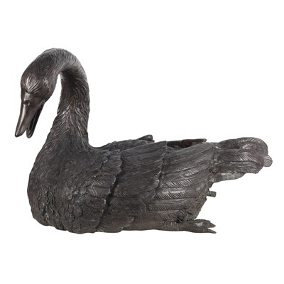 Lot 136 - A large patinated bronze swan garden feature, contemporary