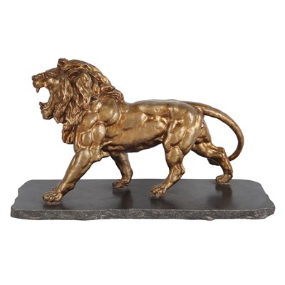 Lot 144 - A gilt spelter sculpture of Lion, late 20th century