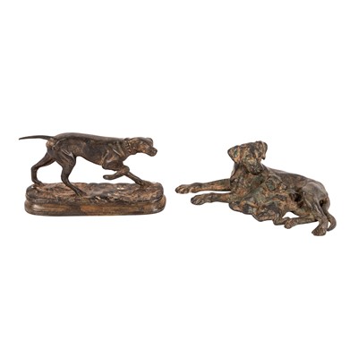 Lot 140 - Pierre Chenet Foundry (French, 20th Century), two bronze dog sculptures