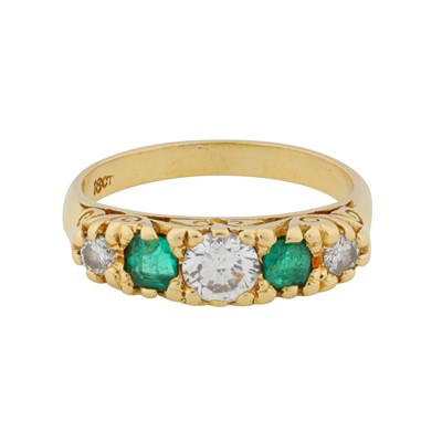 Lot 229 - An emerald and diamond five stone ring