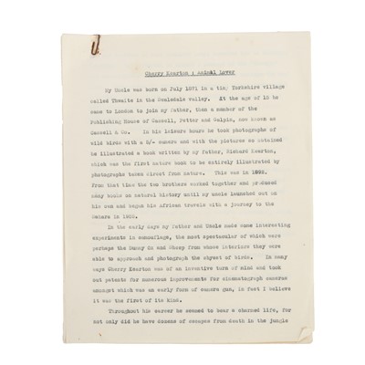 Lot 84 - A Selection of Important Manuscripts relating to Cherry Kearton