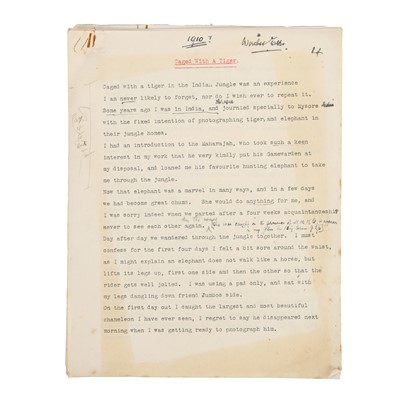 Lot 84 - A Selection of Important Manuscripts relating to Cherry Kearton