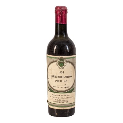 Lot 77 - Carruades-Milon 1934 - 1 half bottle