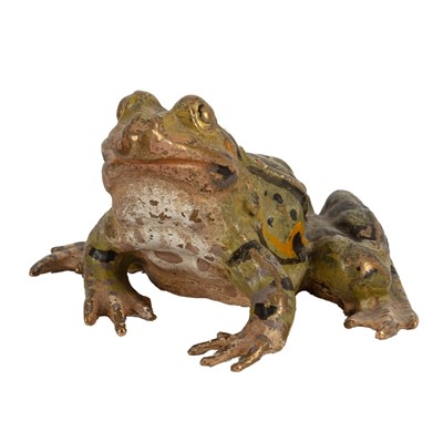 Lot 141 - Fritz Bermann Foundry, An Austrian cold painted bronze frog, second half of the 20th century