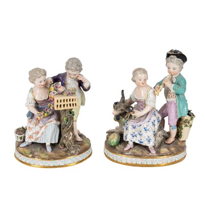 Lot 183 - Two Meissen porcelain figure groups allegorical of the Seasons, late 19th century