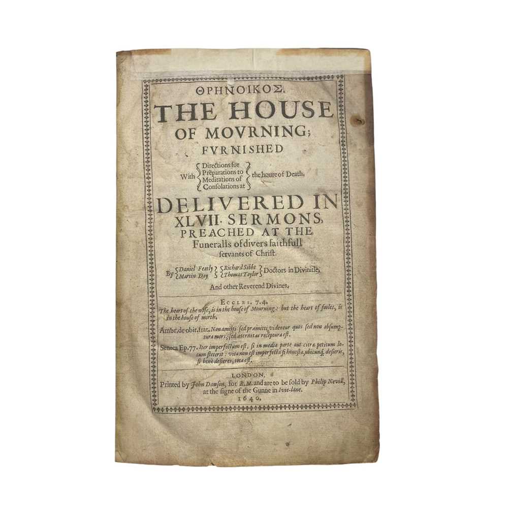 Lot 36 - Thrēnoikos. The house of mourning, 1640