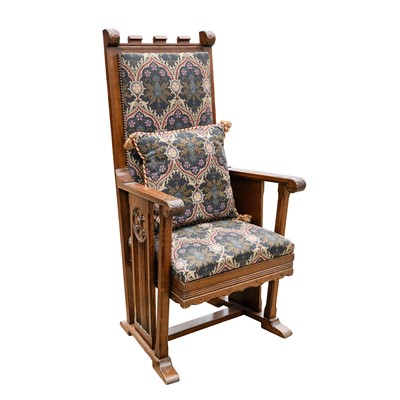 Lot 8 - After Augustus Welby Northmore Pugin, a Victorian Gothic Revival Oak Armchair