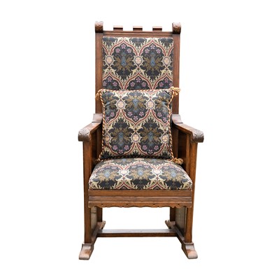 Lot 8 - After Augustus Welby Northmore Pugin, a Victorian Gothic Revival Oak Armchair