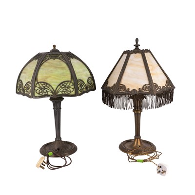 Lot 88 - A near pair of American Edward Miller & Co, Meriden, Connecticut model 1150 table lamps