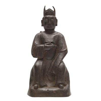 Lot 503 - A Chinese bronze figure of an official, Qing dynasty, 19th century